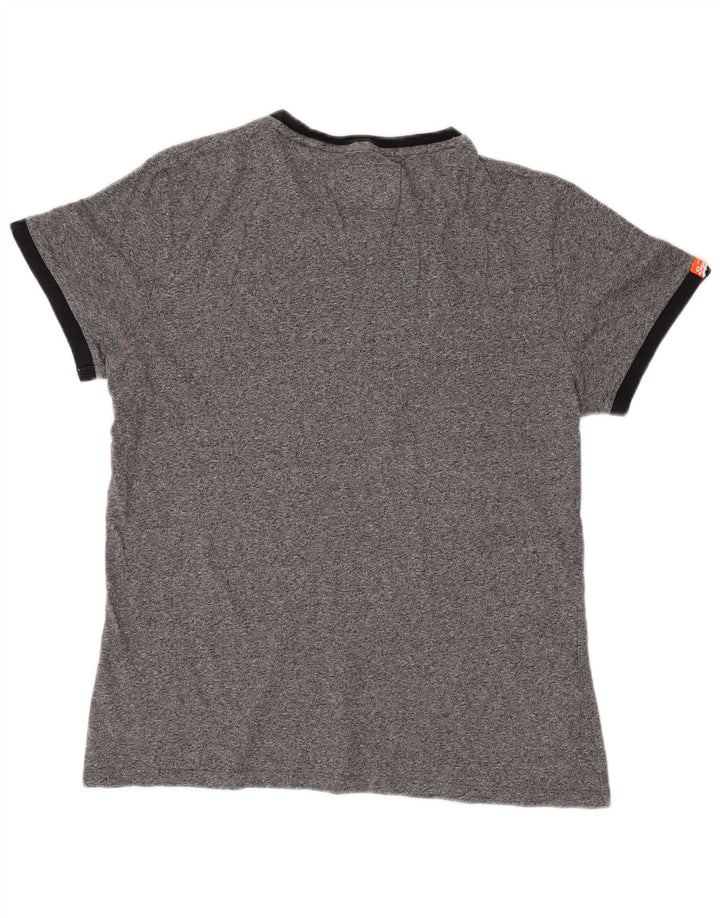 Superdry Herren-T-Shirt-Oberteil XL aus grau gefleckter Baumwolle