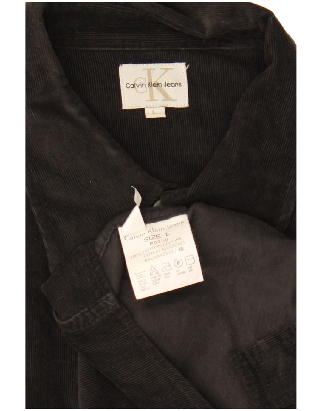 CALVIN KLEIN JEANS Herren Cordhemd Große schwarze Baumwolle