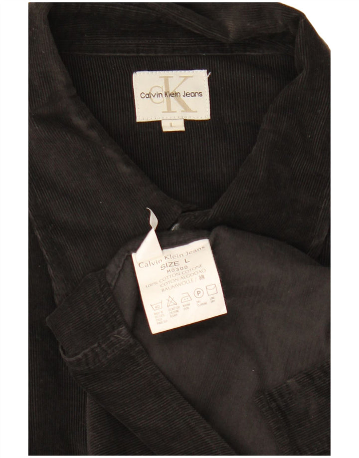 CALVIN KLEIN JEANS Herren Cordhemd Große schwarze Baumwolle