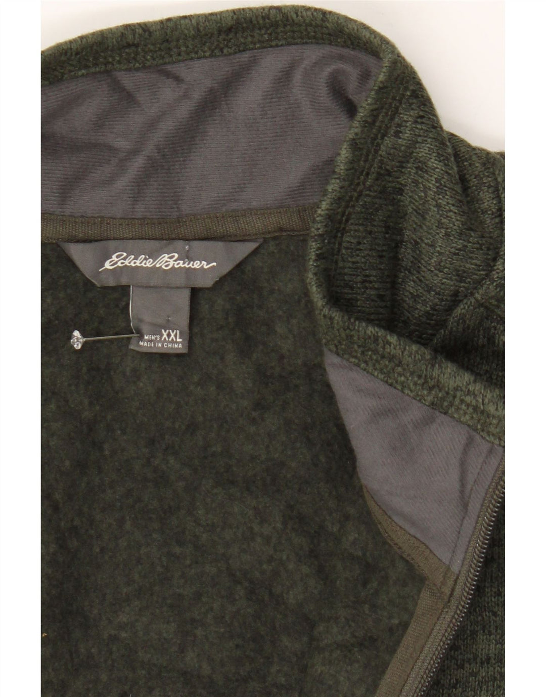 EDDIE BAUER Mens Zip Neck Sweatshirt Jumper 2XL Green Flecked Polyester Vintage Eddie Bauer and Second-Hand Eddie Bauer from Messina Hembry 