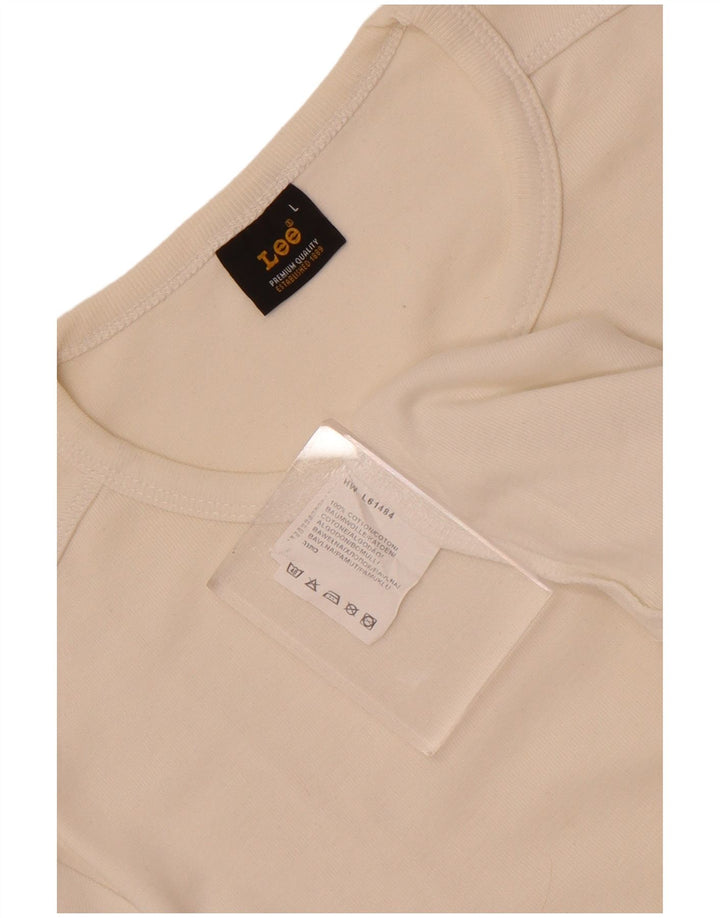 Lee Damen T-Shirt Top UK 14 Large Weiße Baumwolle
