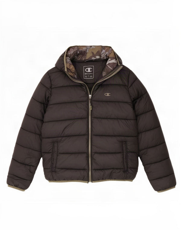 Champion wattierte Jungenjacke mit Kapuze, 11–12 Jahre, Größe L, Schwarz