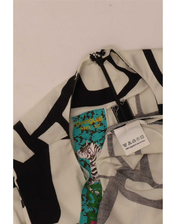 Desigual Damen Kleid mit abstraktem Muster, ärmellos, A-Linie, EU 38, mittelweiß
