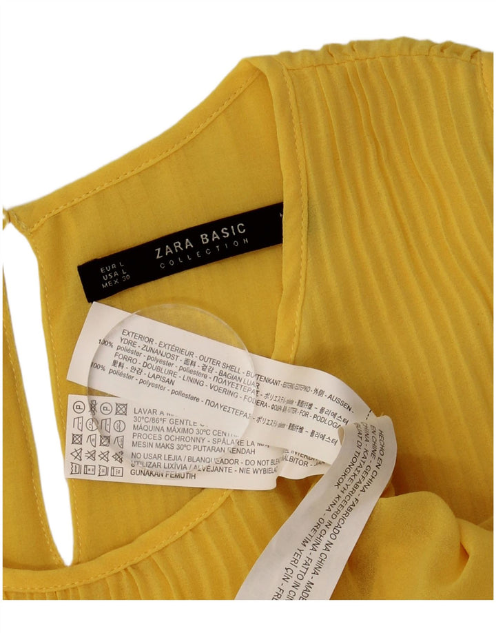 Ärmelloses Damen-Blusenoberteil von Zara, UK-Größe 46, Größe L, gelb, Polyester