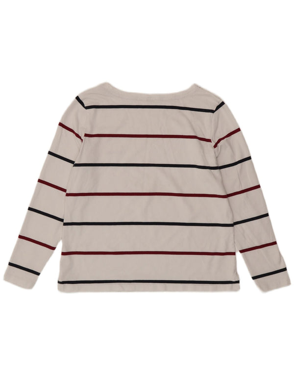 BARBOUR Womens Top Long Sleeve UK 16 Large  White Striped Cotton