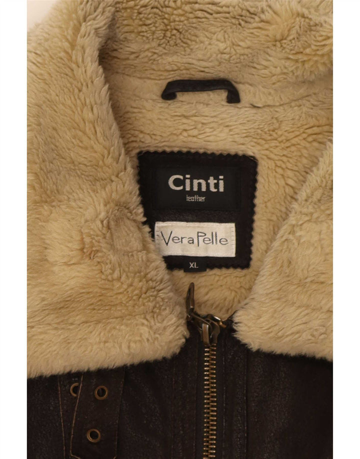 CINTI Herren Sherpa Lederjacke UK 42 XL Braun