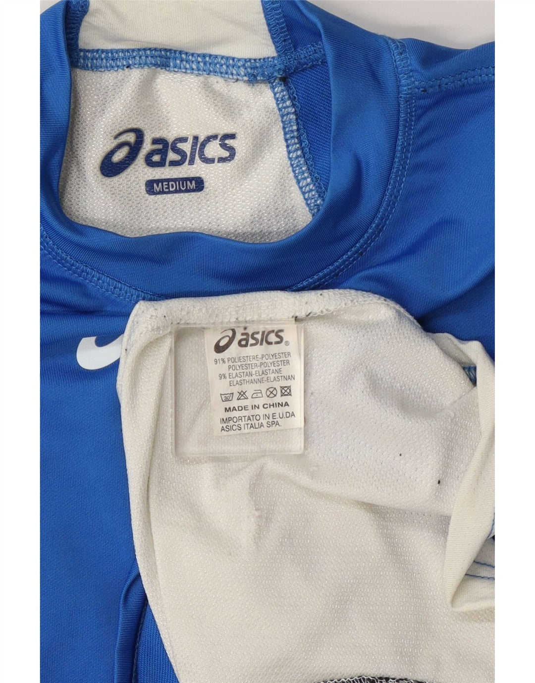 Asics Herren T-Shirt Top Mittelblaues Colourblock-Polyester