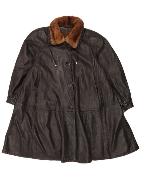 Vincent Damen Ledermantel IT 40 Small Schwarz