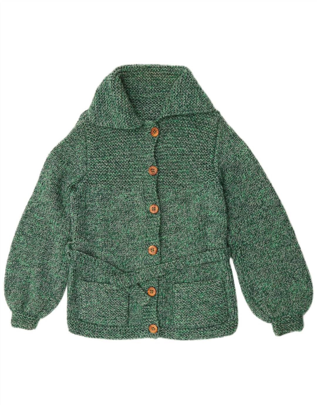Vintage Damen Cardigan Pullover UK 14 Mittelgrün meliert