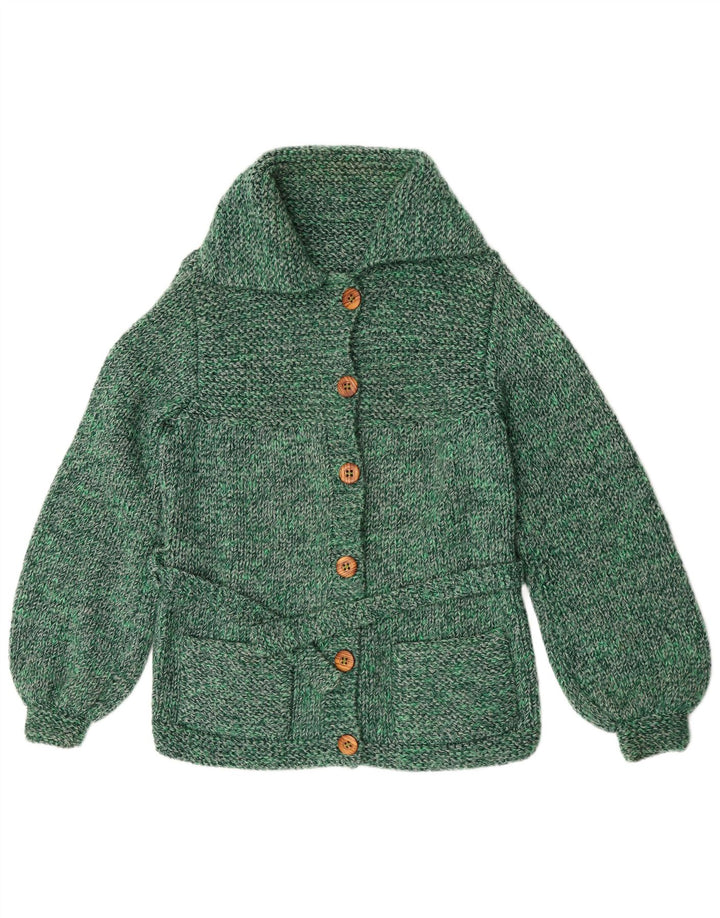 Vintage Damen Cardigan Pullover UK 14 Mittelgrün meliert