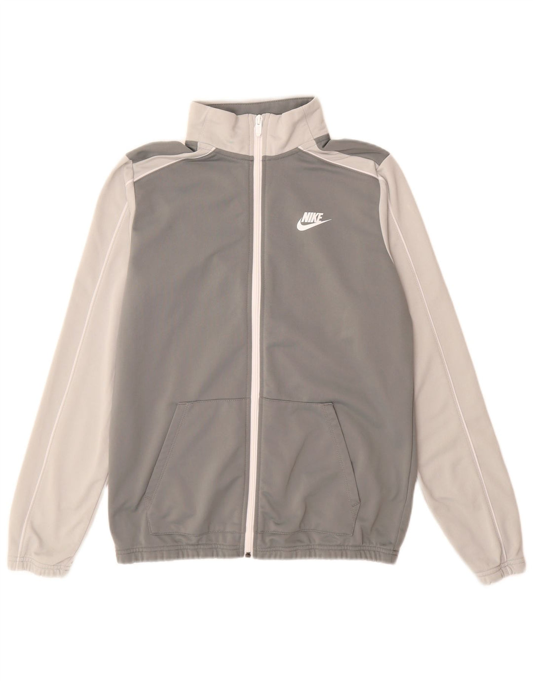 Nike Jungen-Trainingsanzug-Top-Jacke, 13–14 Jahre, XL, graues Polyester