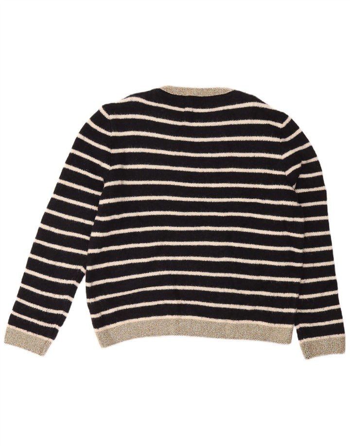 MARKS & SPENCER Damen-Pullover mit Rundhalsausschnitt, Gr. 16, Größe L, schwarz gestreift
