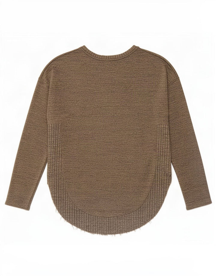 Zara Damen Top Langarm UK 14 Mittelbeige meliert
