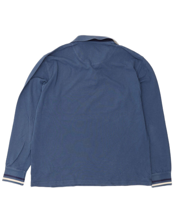 Harmont & Blaine Herren-Langarm-Poloshirt mit normaler Passform, 3XL, blau gestreift