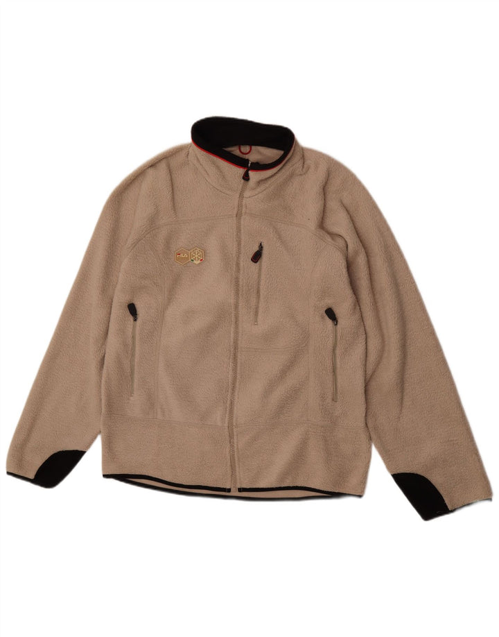 Fila Herren Fleecejacke UK 40 Large Beige Colourblock Polyester