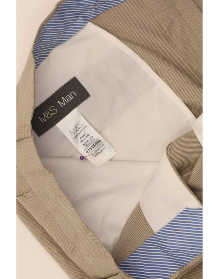 Gerade Anzughose für Herren von Marks & Spencer, W34, L31, Beige