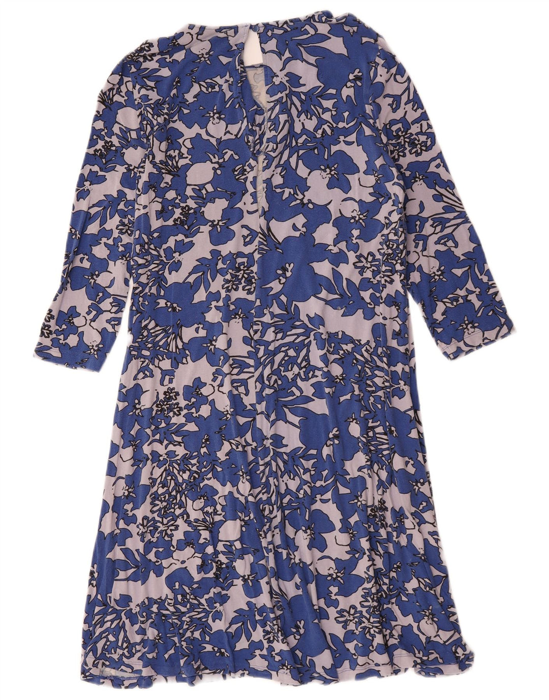 Marks & Spencer Damen-Etuikleid mit 3/4-Ärmeln, UK-Größe 12, Mittelblau mit Blumenmuster