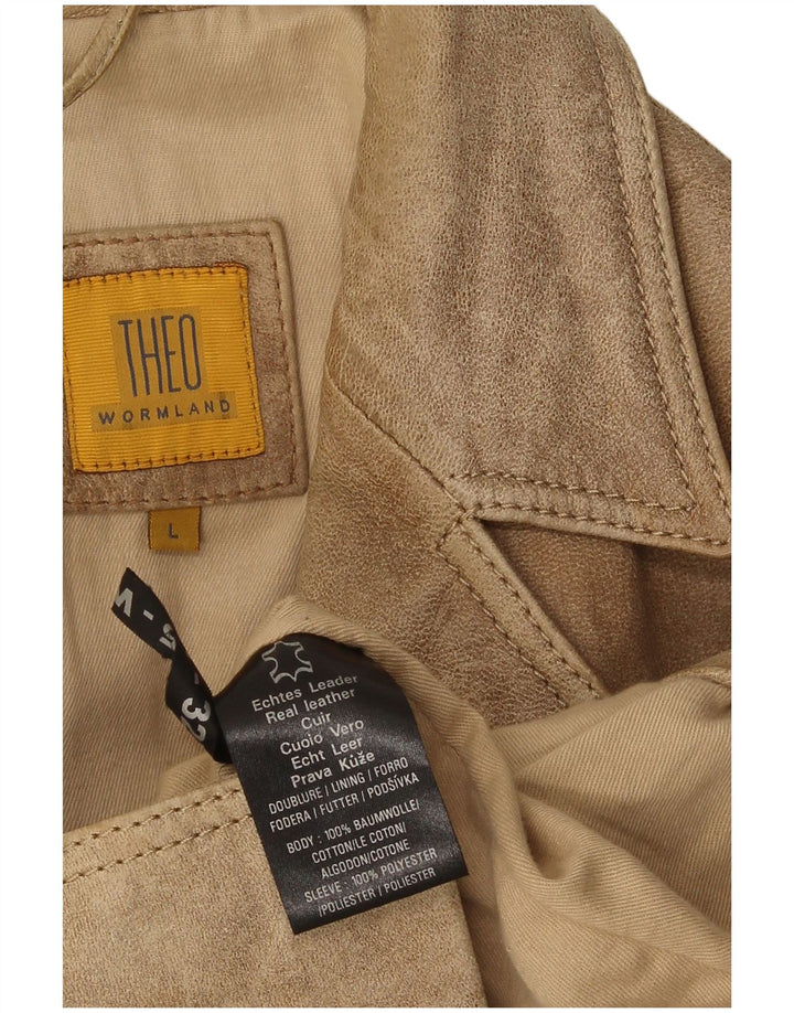 Vintage Herren 2-Knopf-Wildleder-Blazerjacke UK 40 Großes beiges Leder