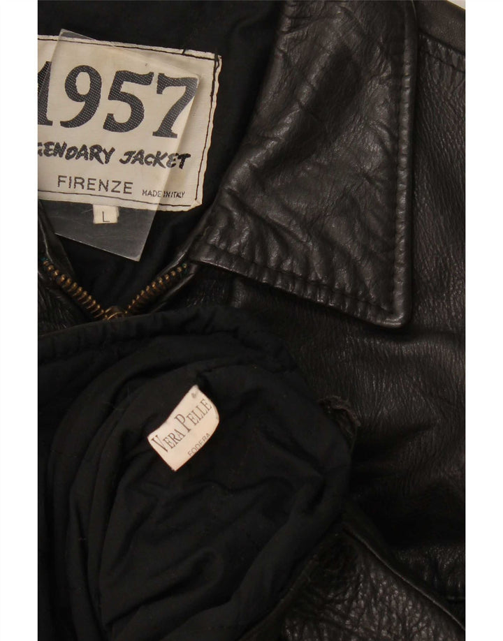 Legendäre Jacke 1957 Herren Lederjacke UK 40 Large Schwarz