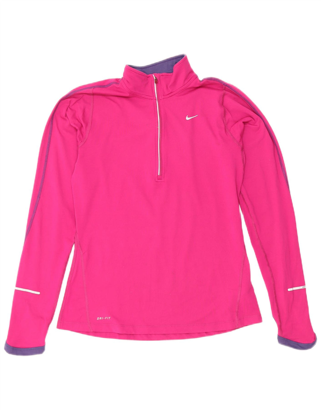 Nike Womens Dri Fit Zip Neck Pullover Trainingsanzug Top UK 10 Small Pink