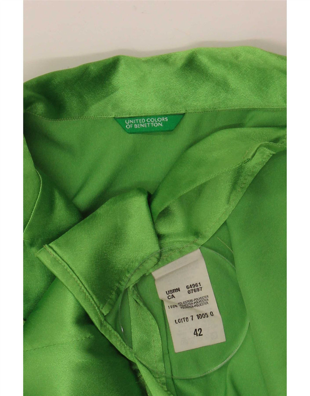 Benetton Damen Hemdbluse IT 42 Mittelgrünes Polyester