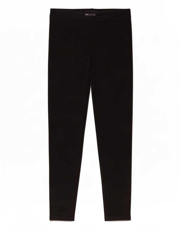 Marks & Spencer Damen Leggings UK 10 Small Schwarz Baumwolle