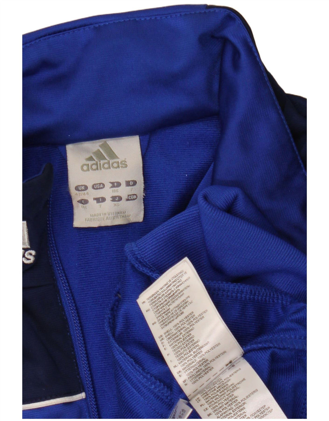 Adidas Herren-Trainingsanzugoberteil, UK-Größe 42/44, großes blaues Colourblock-Polyester