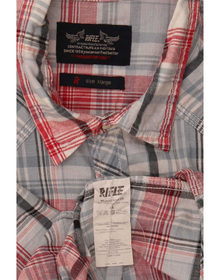 Rifle Herren-Kurzarmhemd XL aus mehrfarbig karierter Baumwolle