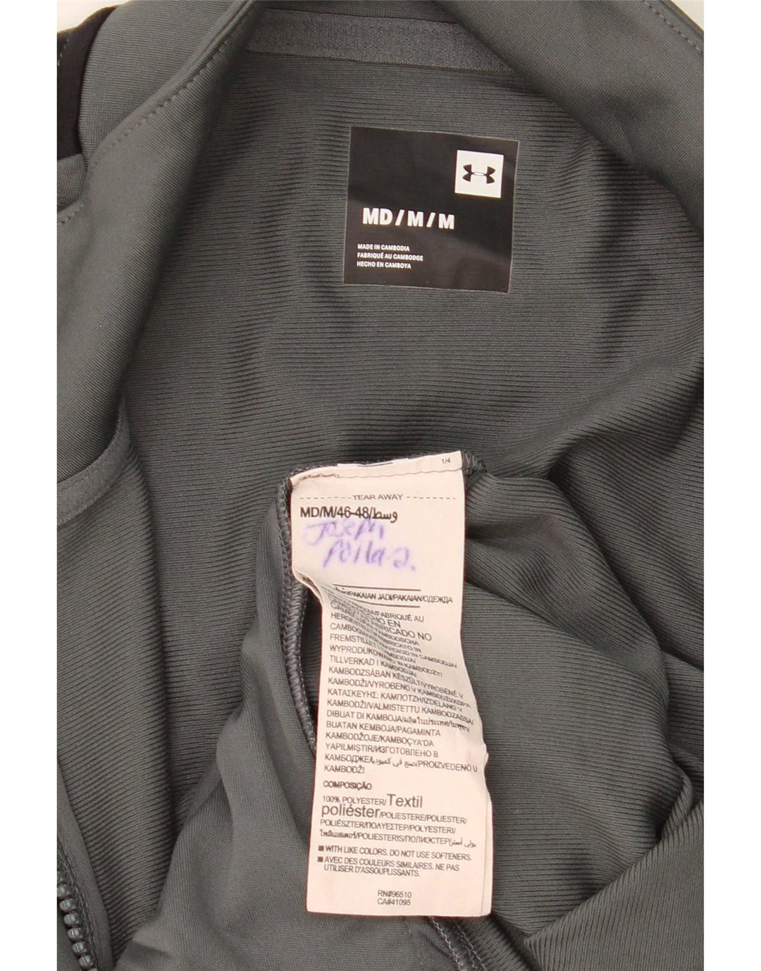 Under Armour Herren-Trainingsanzug-Oberjacke aus mittelgrauem Colourblock-Polyester