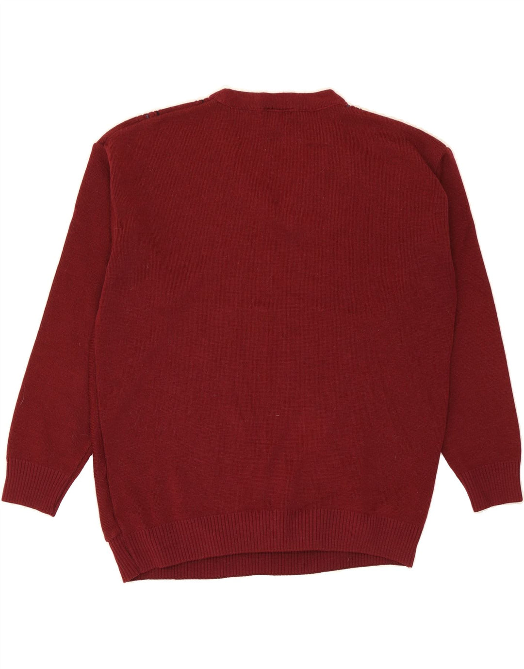 PETER GRIBBY Mens V-Neck Jumper Sweater Large Maroon Acrylic Vintage Peter Gribby and Second-Hand Peter Gribby from Messina Hembry 