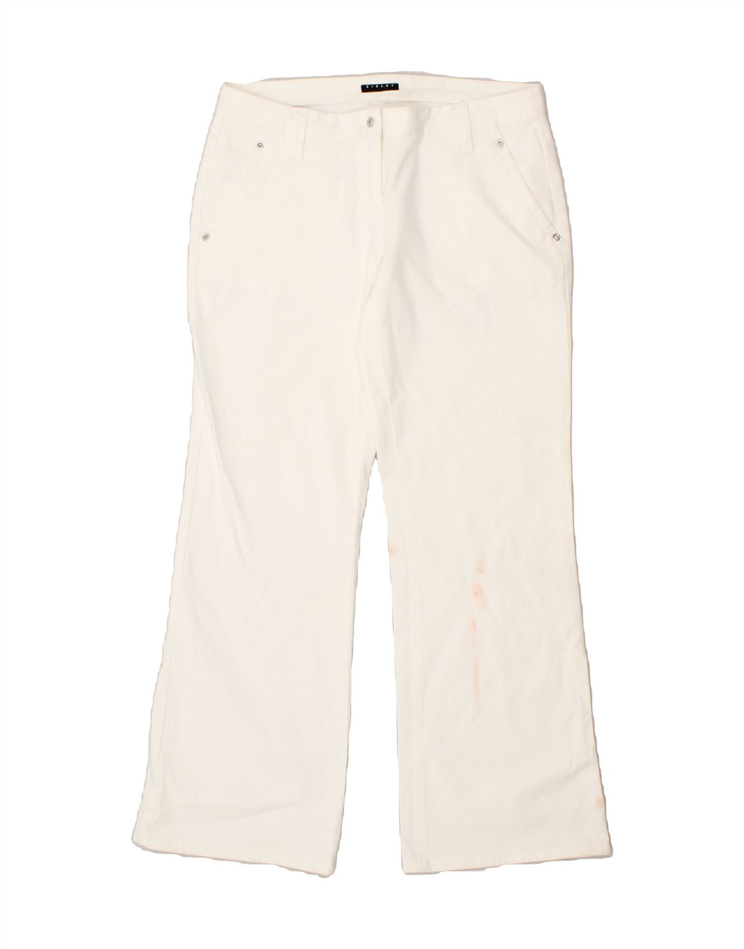 SISLEY Womens Bootcut Chino Trousers IT 42 Medium W30 L29 White Cotton Vintage Sisley and Second-Hand Sisley from Messina Hembry 