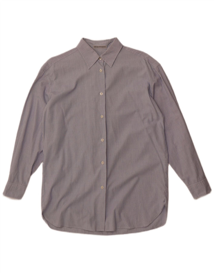 Emporio Armani Damen Hemd IT 42 mittelblau karierte Baumwolle