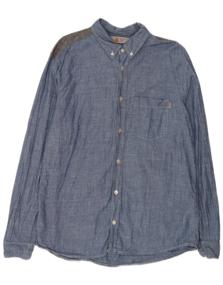 Carhartt Herrenhemd XL Blau Colourblock Baumwolle