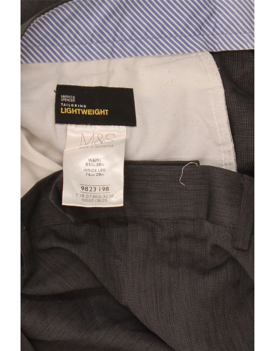 Marks & Spencer Herren-Anzughose mit maßgeschneiderter Passform, gerade, W36, L29, Grau