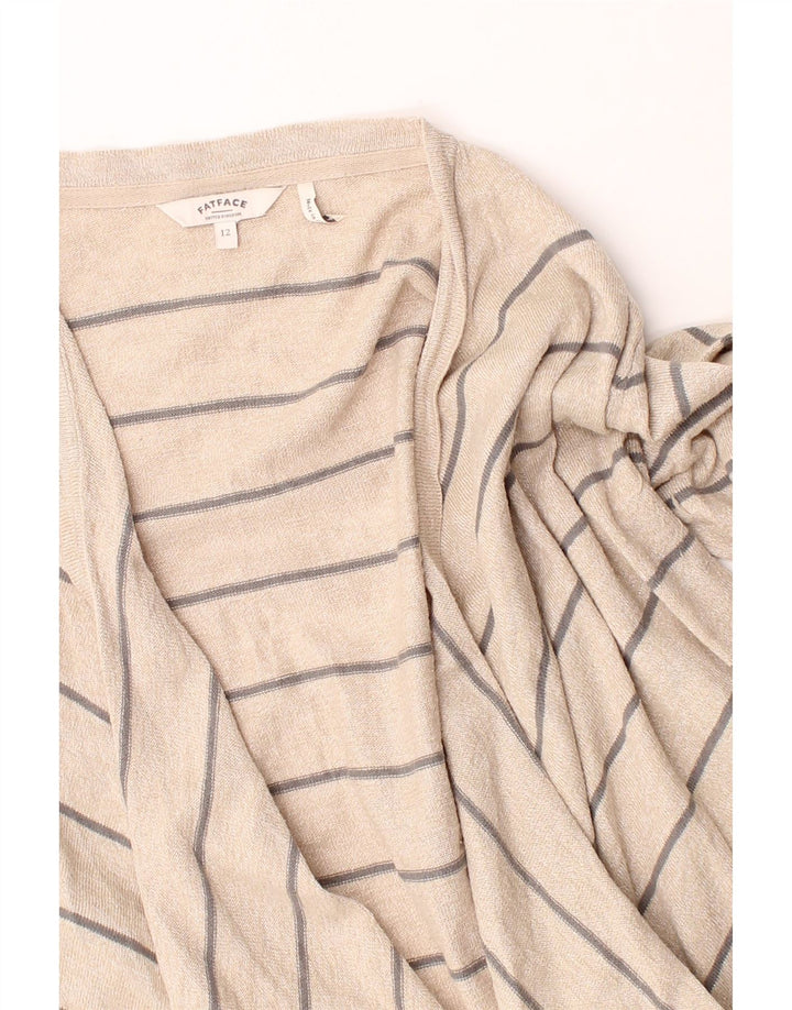 FAT FACE Womens Open Cardigan Sweater UK 12 Medium Beige Striped Cotton Vintage Fat Face and Second-Hand Fat Face from Messina Hembry 