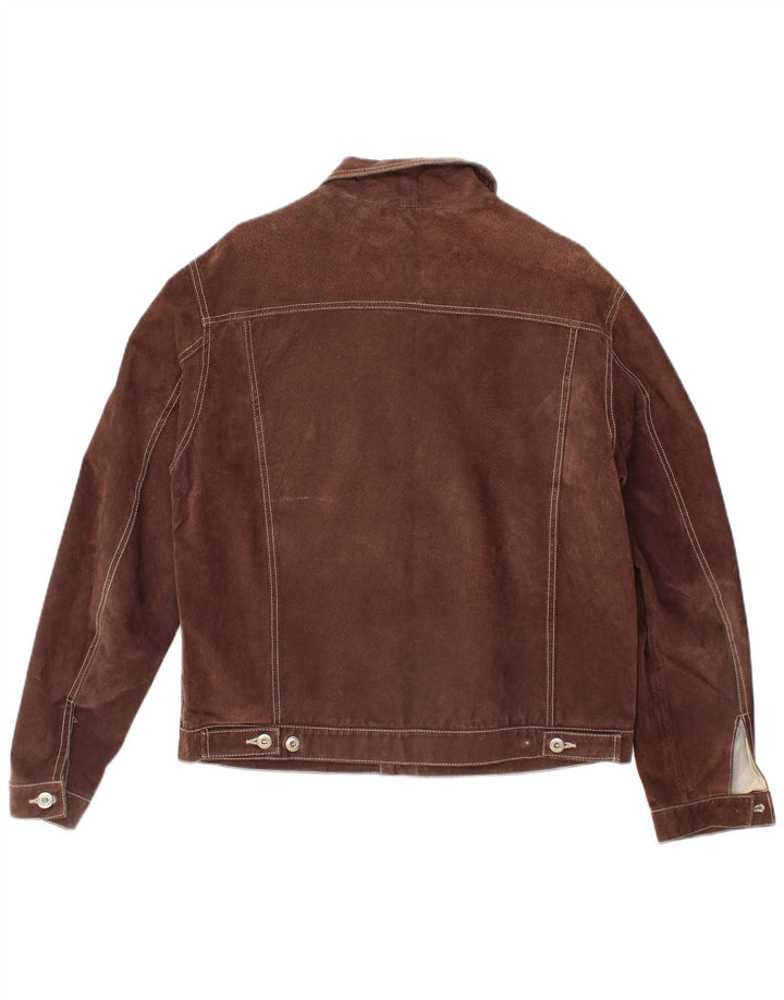 Metropolitan Herren Bomber-Wildlederjacke IT 48 Mittelbraunes Leder