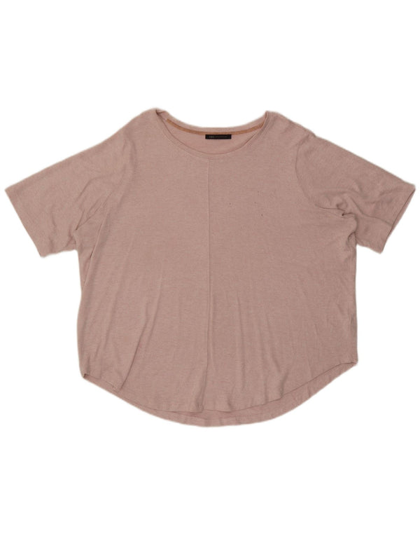 Marks & Spencer Damen Übergroßes T-Shirt-Oberteil UK 24 4XL Rosa gefleckte Viskose