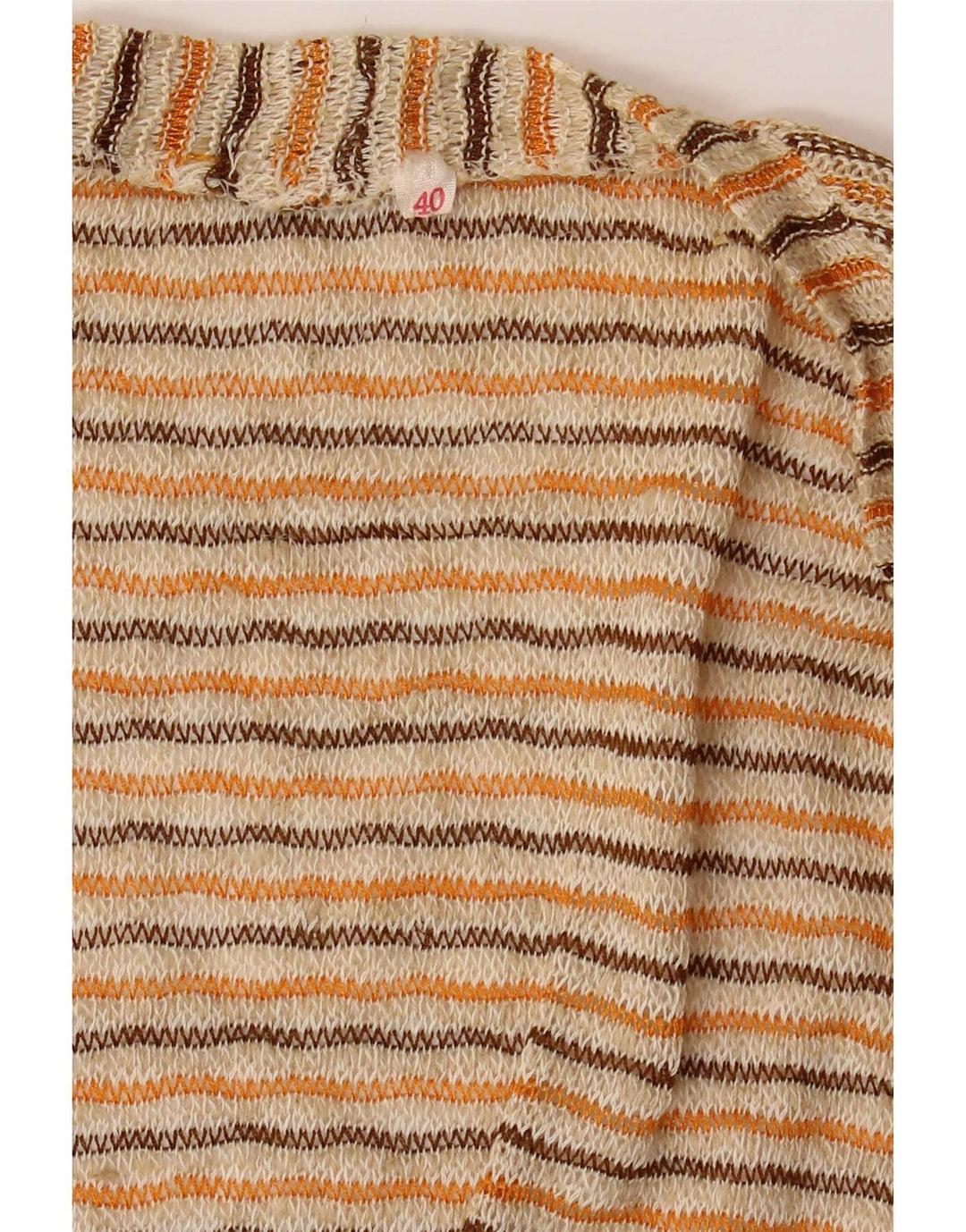 Vintage Damen Crop Cardigan Top EU 40 Mittelbeige gestreift