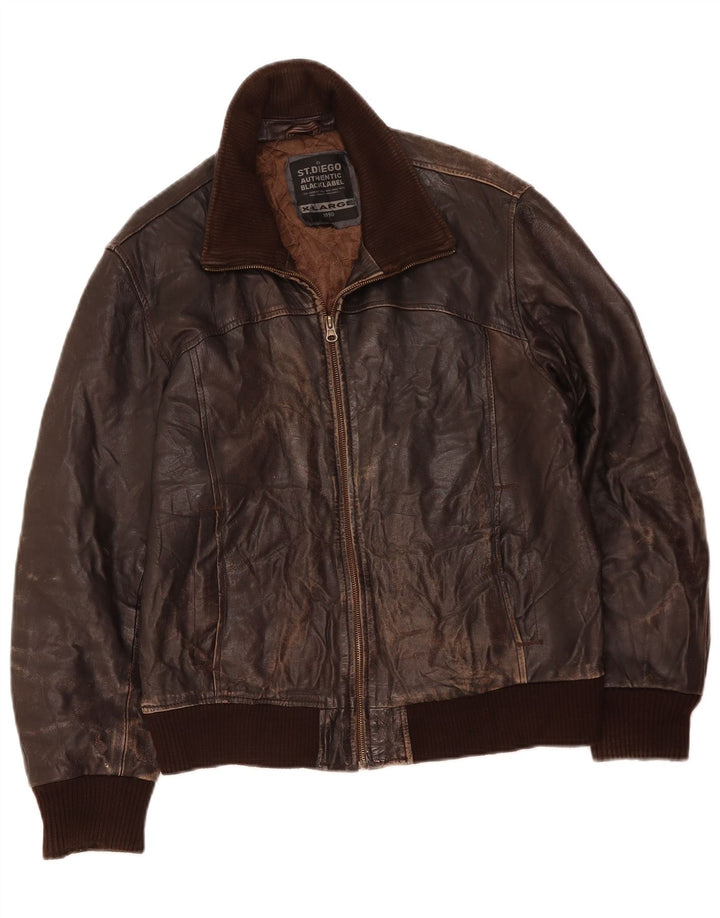 VINTAGE Damen Lederjacke UK 18 XL Braunes Leder