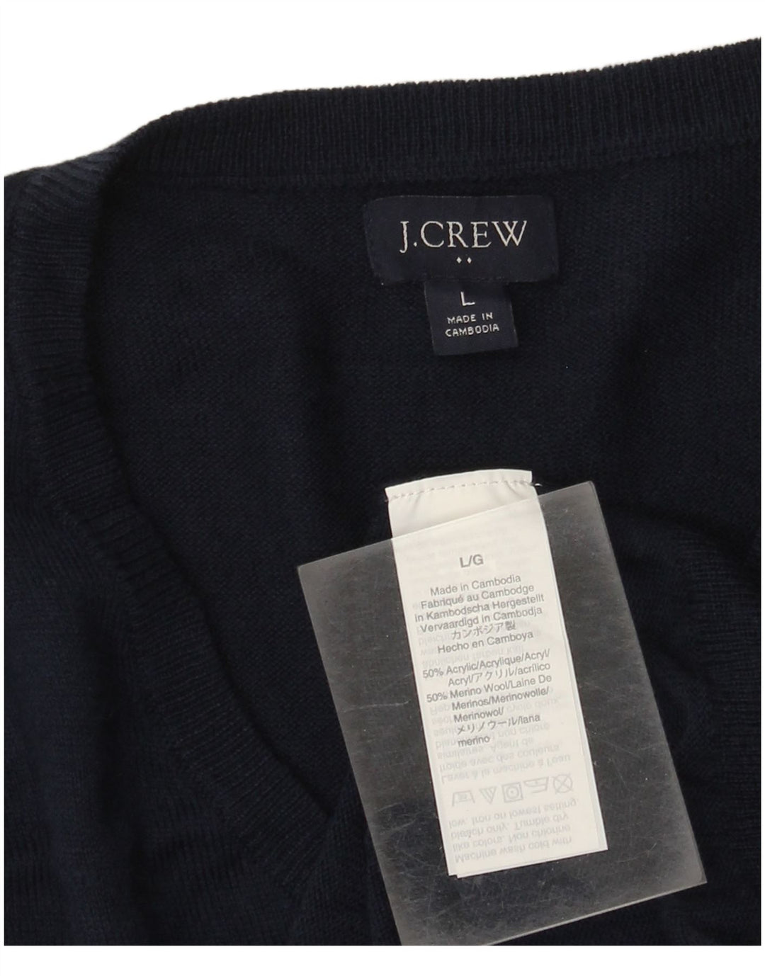 J. Crew Herren-Pullover mit V-Ausschnitt, groß, Marineblau, Acryl