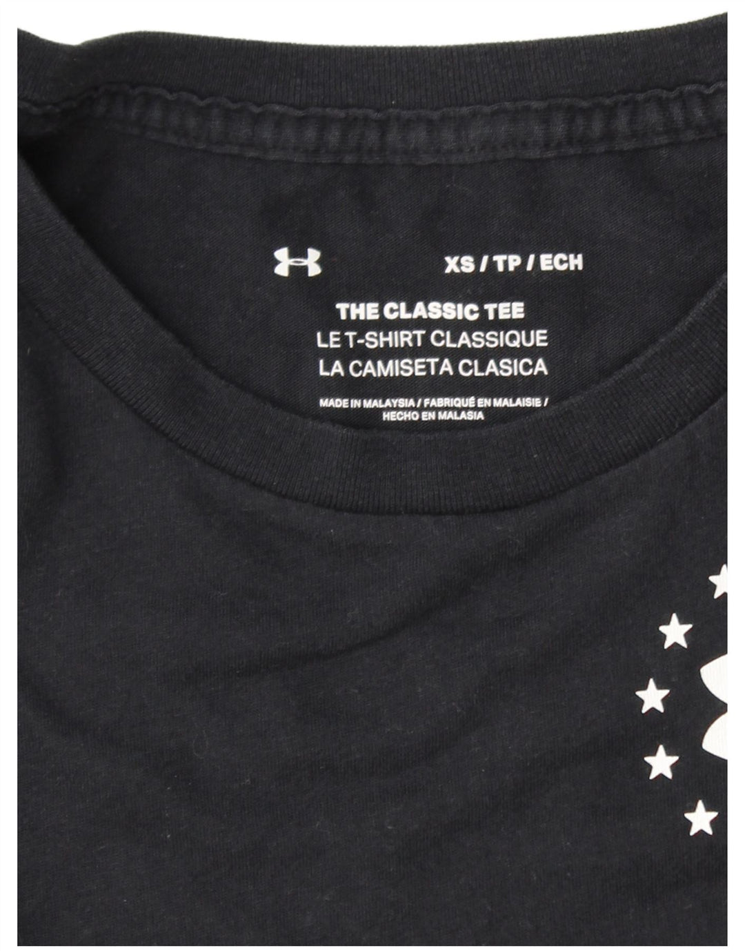 UNDER ARMOUR Damen Grafik-T-Shirt-Oberteil UK 6 XS Schwarz gestreift