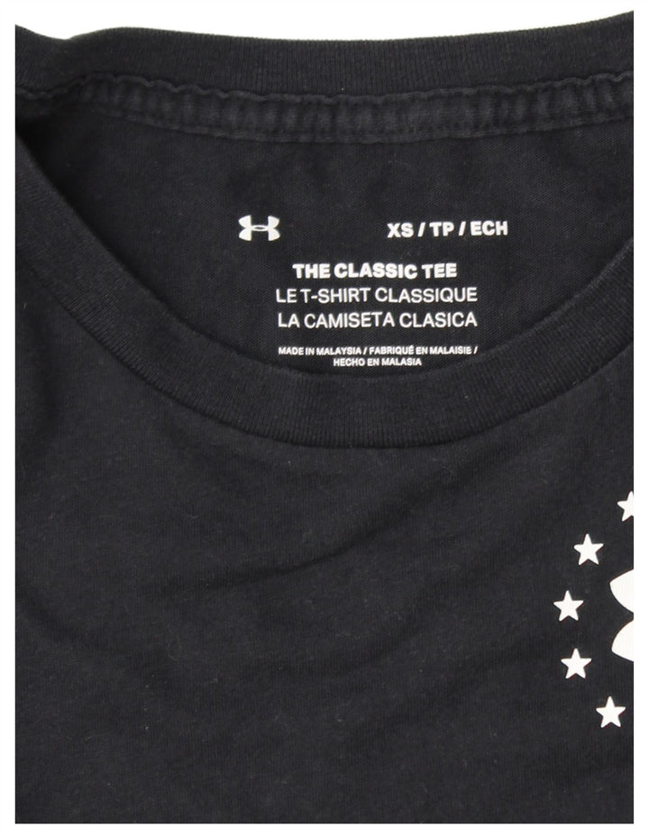 UNDER ARMOUR Damen Grafik-T-Shirt-Oberteil UK 6 XS Schwarz gestreift