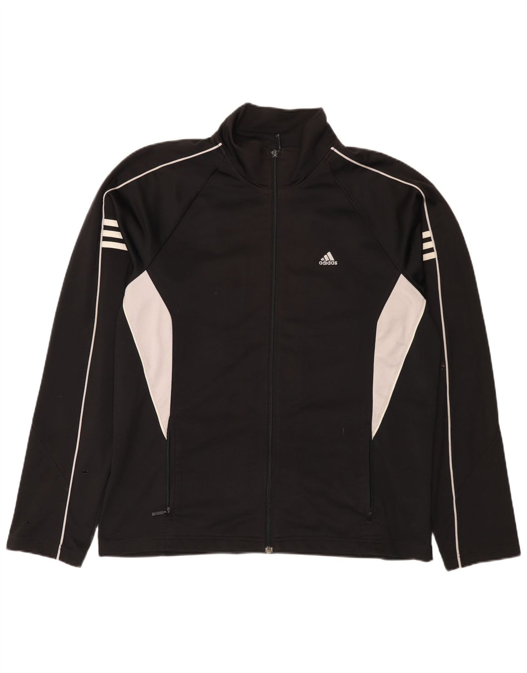 Adidas Herren-Trainingsanzugoberteil, UK-Größe 42/44, großes schwarzes Colourblock-Polyester