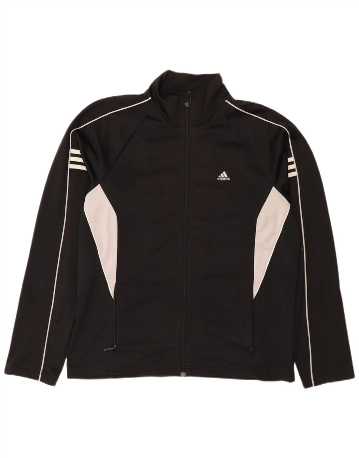 Adidas Herren-Trainingsanzugoberteil, UK-Größe 42/44, großes schwarzes Colourblock-Polyester