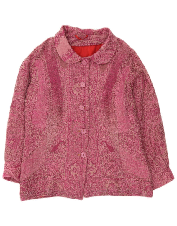 Vintage Damen Bomberjacke UK 16 Großes Rosa Paisley
