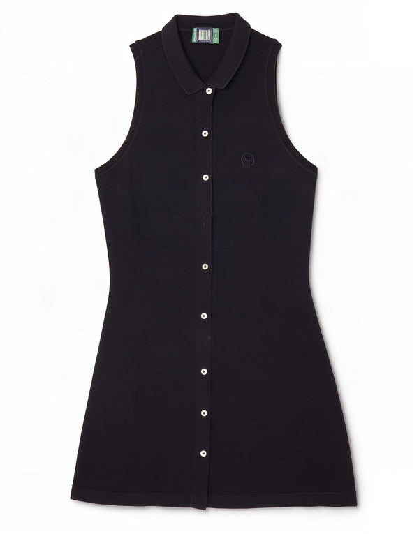 Sergio Tacchini Damen ärmelloses Hemdkleid IT 42 Mittelmarineblaue Baumwolle