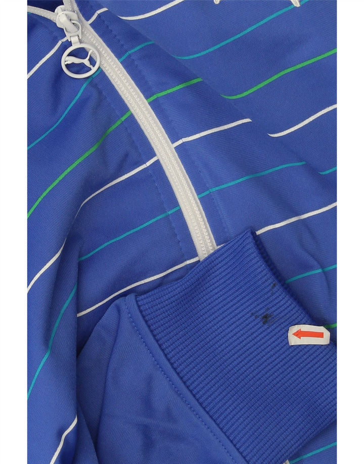 Adidas Herren-Trainingsanzug-Top-Jacke aus mittelblau gestreiftem Polyester