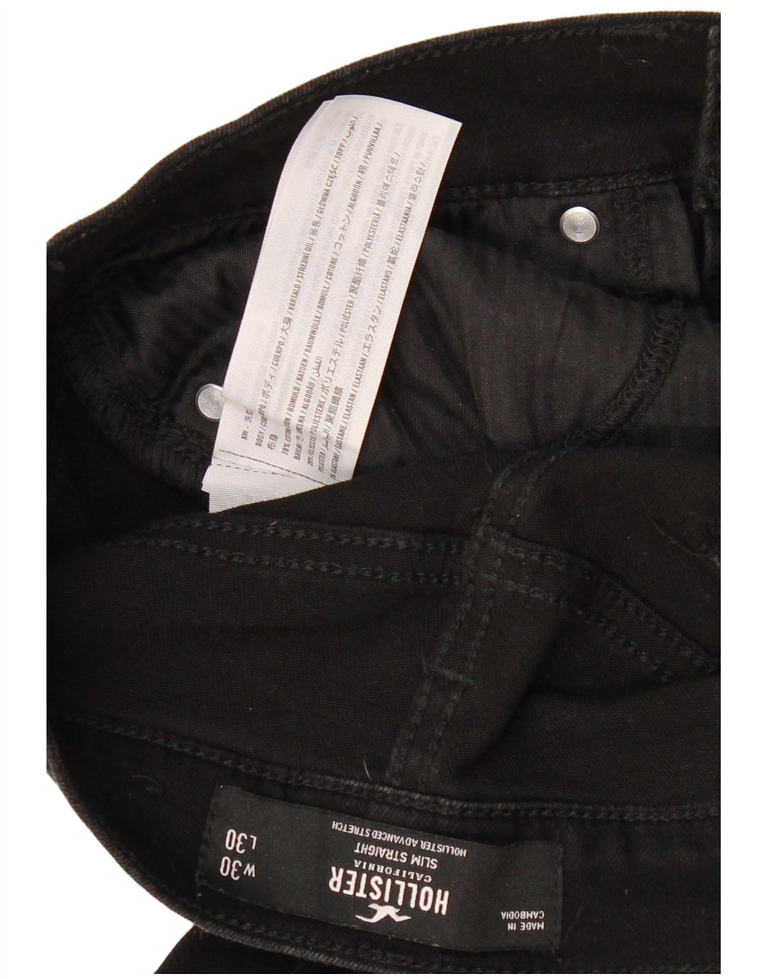 Hollister Damen Slim Straight Jeans W30 L30 Schwarz Baumwolle