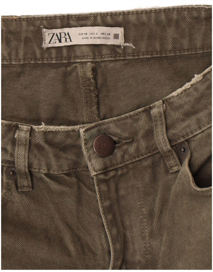 Zara Damen-Jeans mit weitem Bein, EU 38, Größe S, W28, L26, Khaki
