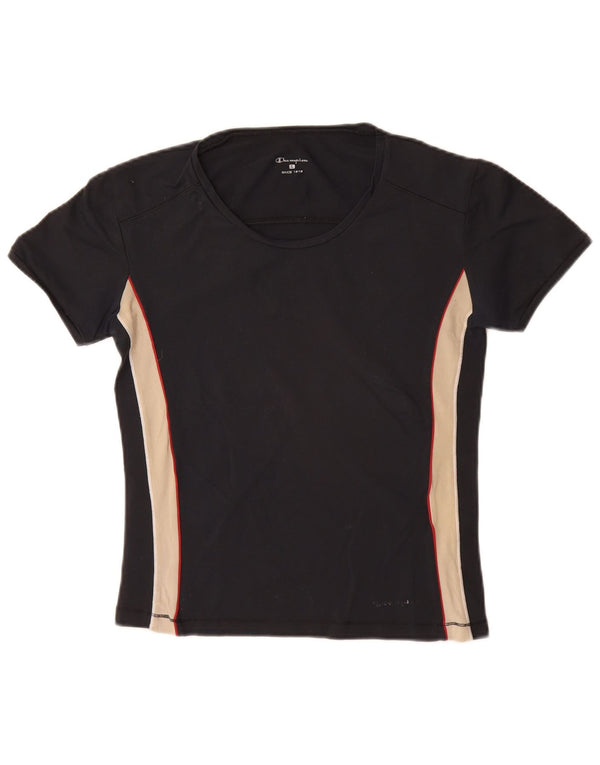 CHAMPION Damen T-Shirt Top UK 14 Large Schwarz Colourblock